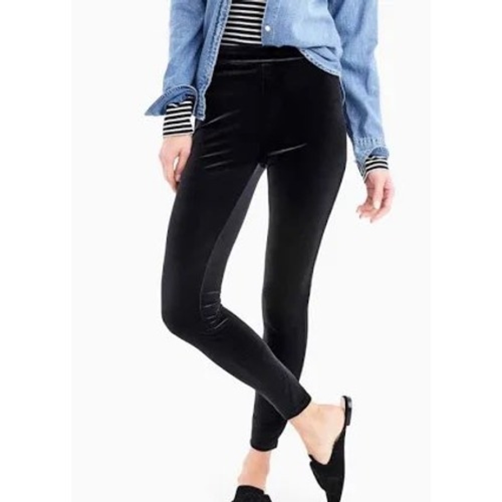 NWT J.Crew Black Velvet Leggings Pants‎ Size 2X Stretchy Comfort (N663)